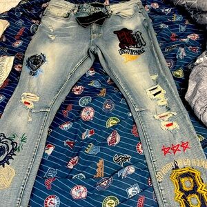 Decibel Jeans with embroidered patches 36/32